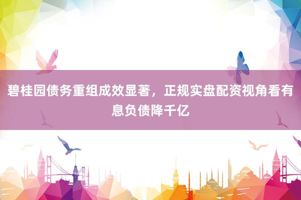 碧桂园债务重组成效显著，正规实盘配资视角看有息负债降千亿