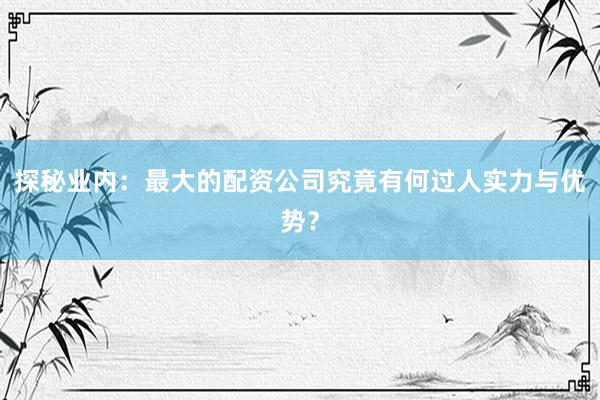 探秘业内：最大的配资公司究竟有何过人实力与优势？