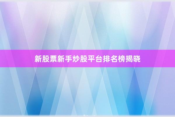 新股票新手炒股平台排名榜揭晓