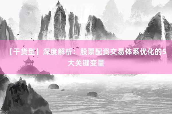 【干货型】深度解析：股票配资交易体系优化的5大关键变量