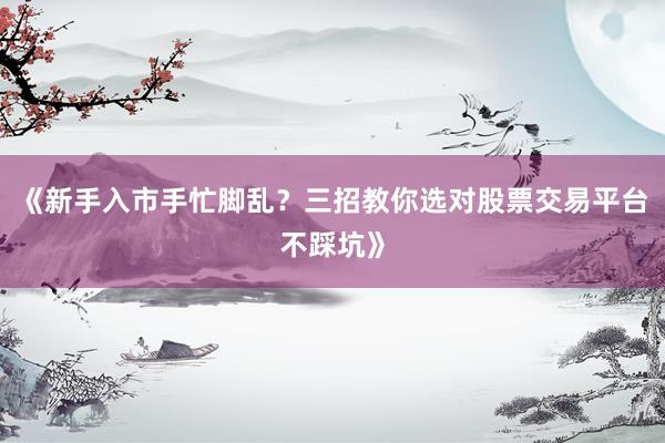 《新手入市手忙脚乱？三招教你选对股票交易平台不踩坑》